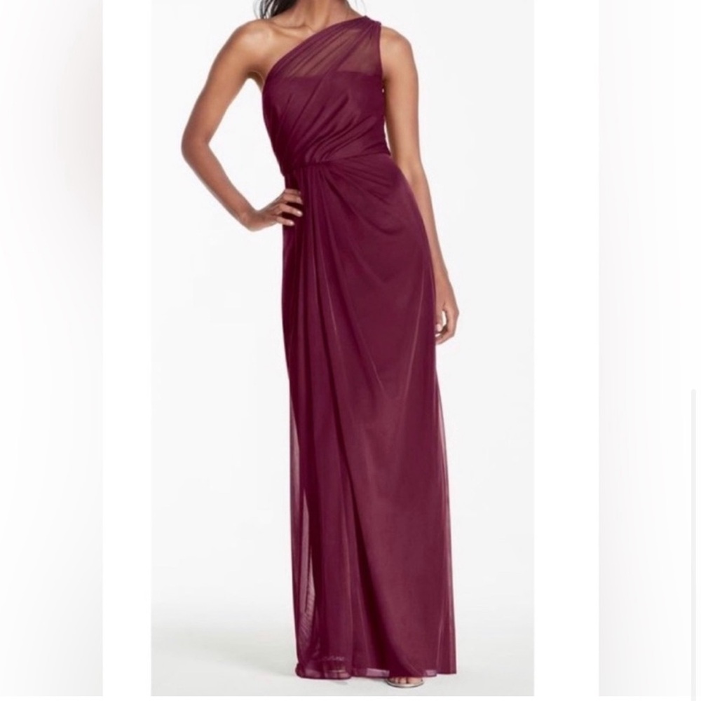 5 for $20 SALE! One shoulder Greek Wine red ruched bridesmaid maxi dress